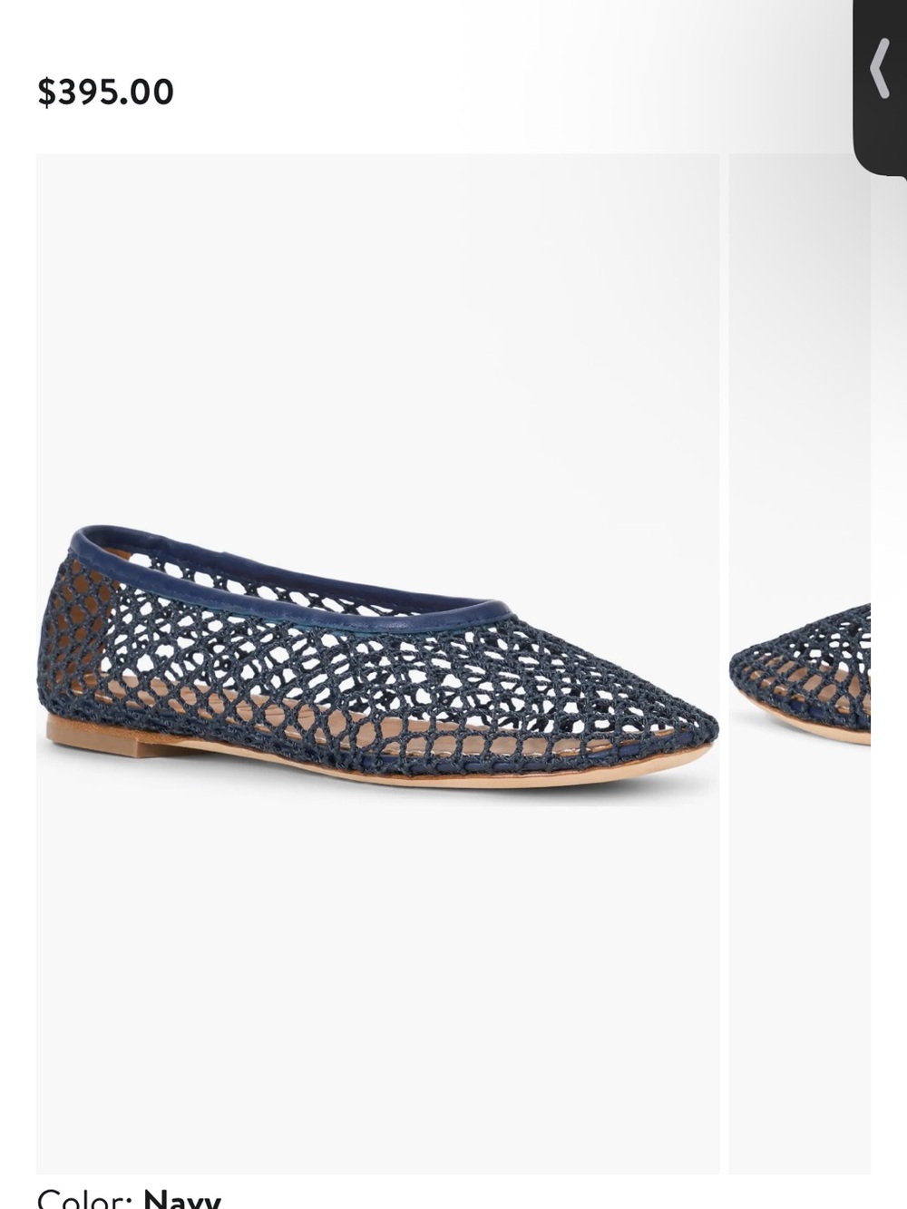 STAUD Alba Crochet Pointed-Toe Women's Flat in navy NWOB